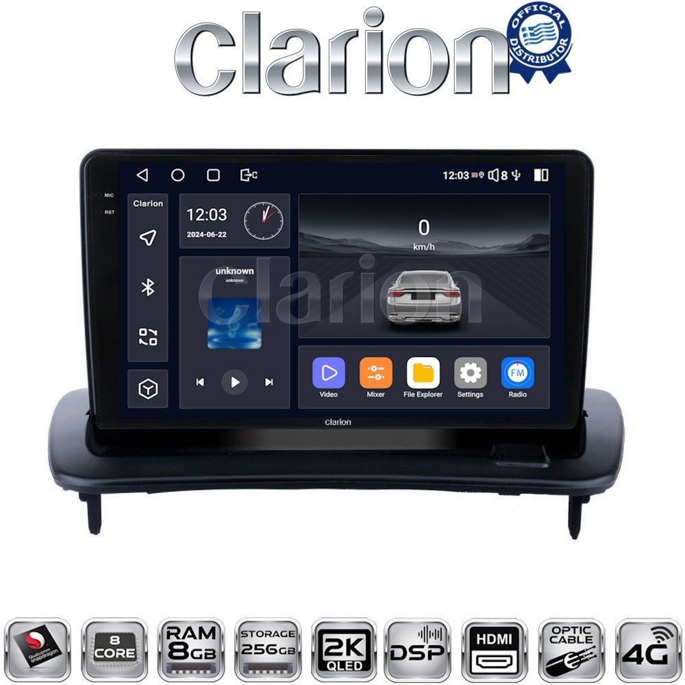 CLARION GL75387 Οθόνη OEM Multimedia Αυτοκινήτου για Volvo S40-C30-C70 (CarPlay/AndroidAuto/BT/GPS/WIFI/GPRS)