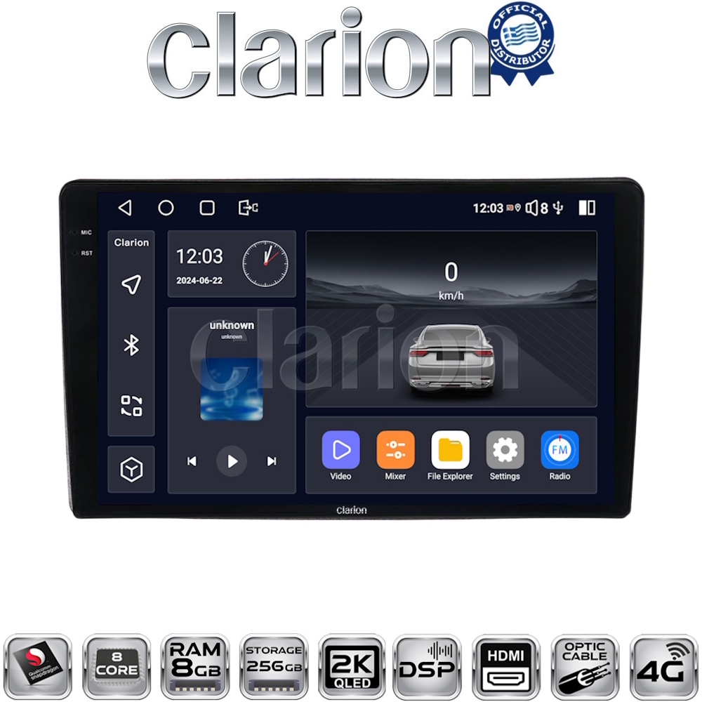CLARION GL75402UP Οθόνη OEM Multimedia Αυτοκινήτου για Toyota Yaris 1999 > 2005 (CarPlay/AndroidAuto/BT/GPS/WIFI/GPRS)