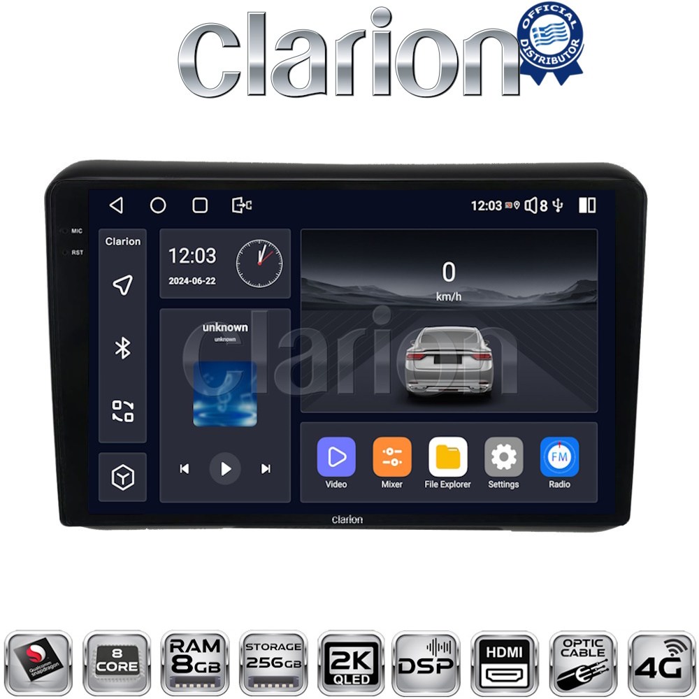 CLARION GL75421 Οθόνη OEM Multimedia Αυτοκινήτου για HONDA HRV 2015> (CarPlay/AndroidAuto/BT/GPS/WIFI/GPRS)
