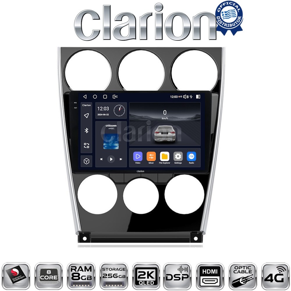 CLARION GL75436 Οθόνη OEM Multimedia Αυτοκινήτου για MAZDA 6 facelift 2005>2008  (CarPlay/AndroidAuto/BT/GPS/WIFI/GPRS)