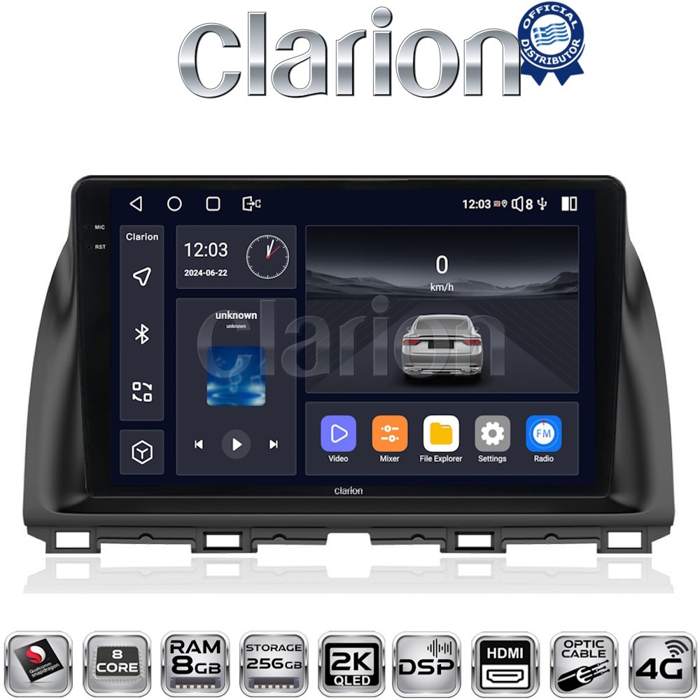 CLARION GL75438 Οθόνη OEM Multimedia Αυτοκινήτου για MAZDA CX5 2013>2017  (CarPlay/AndroidAuto/BT/GPS/WIFI/GPRS)