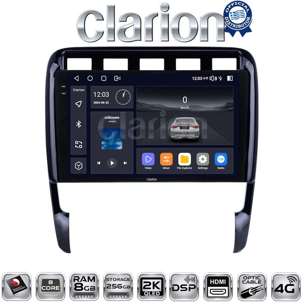 CLARION GL75443 Οθόνη OEM Multimedia Αυτοκινήτου για PORSCHE CAYENNE 2002>2011 (CarPlay/AndroidAuto/BT/GPS/WIFI/GPRS)