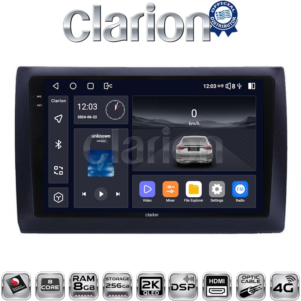 CLARION GL75466 Οθόνη OEM Multimedia Αυτοκινήτου για Fiat Stilo 2001 > 2007 (CarPlay/AndroidAuto/BT/GPS/WIFI/GPRS)