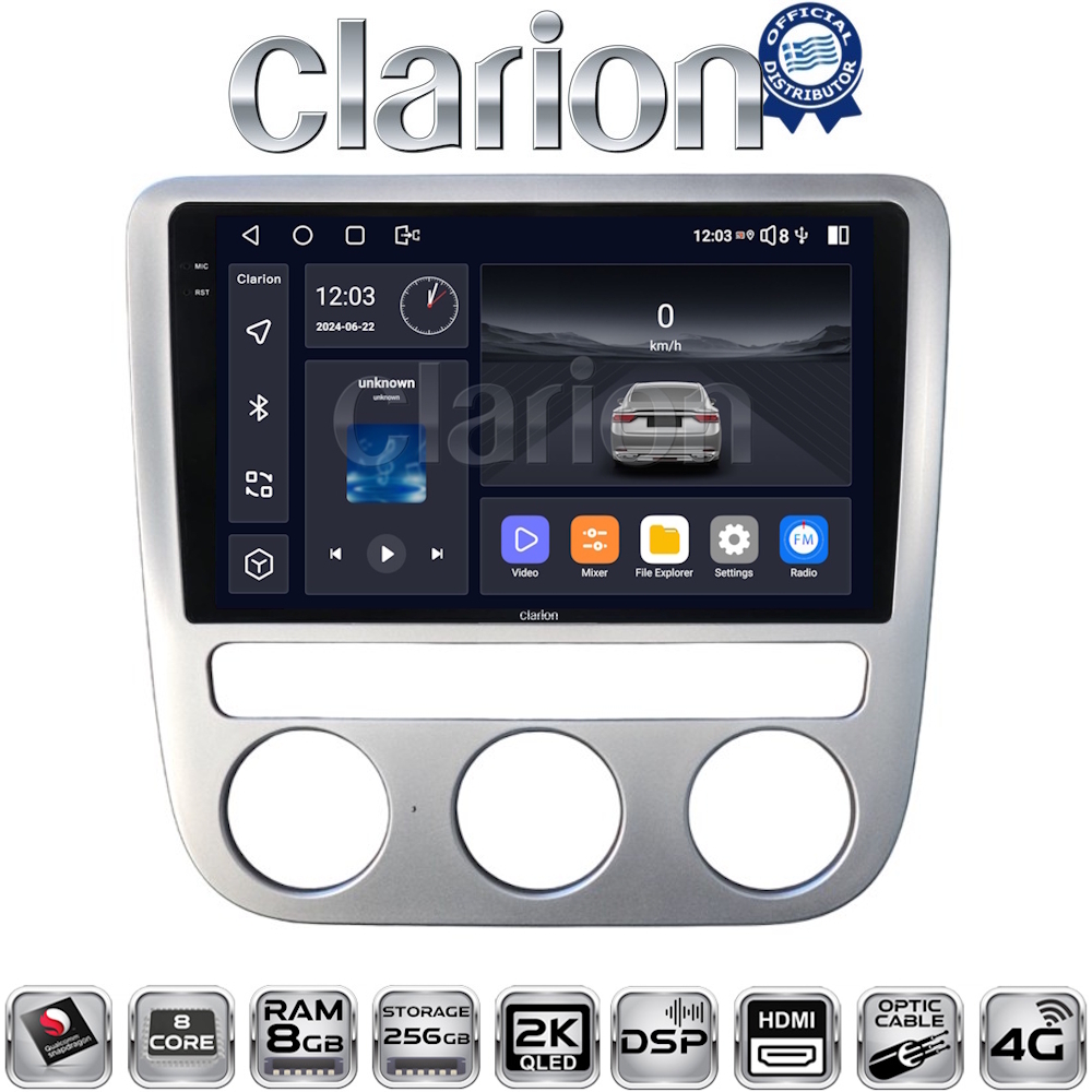 CLARION GL75488 Οθόνη OEM Multimedia Αυτοκινήτου για VW Scirocco & Eos 2008 > 2013 (CarPlay/AndroidAuto/BT/GPS/WIFI/GPRS)