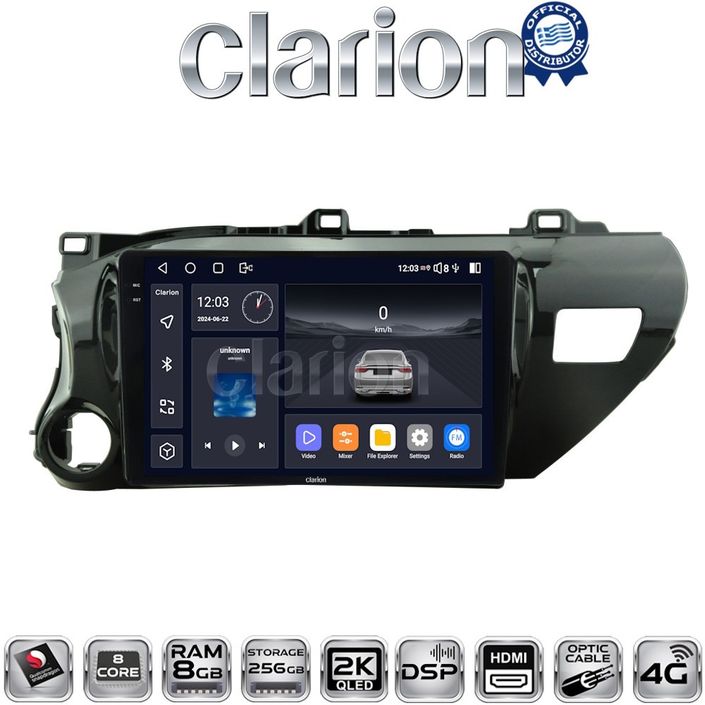CLARION GL75588 Οθόνη OEM Multimedia Αυτοκινήτου για TOYOTA HILUX 2017>   (CarPlay/AndroidAuto/BT/GPS/WIFI/GPRS)