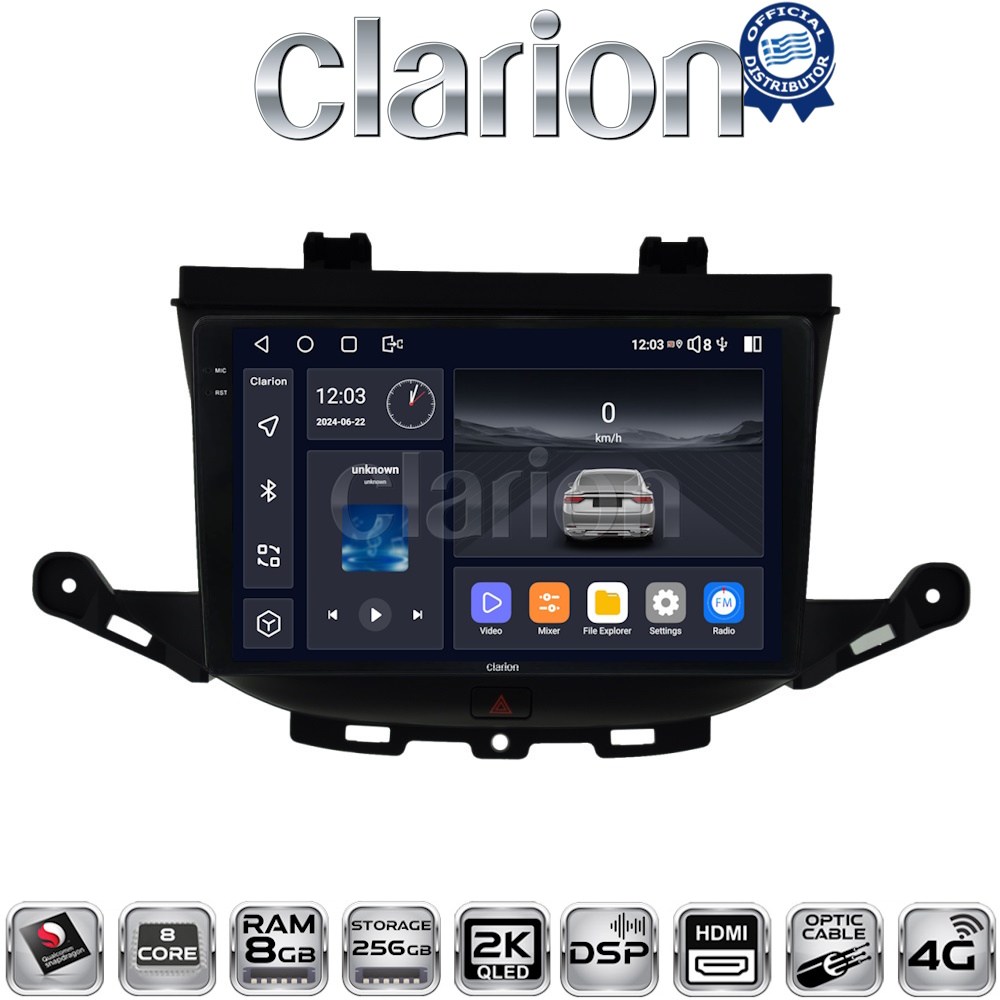 CLARION GL75674 Οθόνη OEM Multimedia Αυτοκινήτου για Opel Astra K 2016 > (CarPlay/AndroidAuto/BT/GPS/WIFI/GPRS)