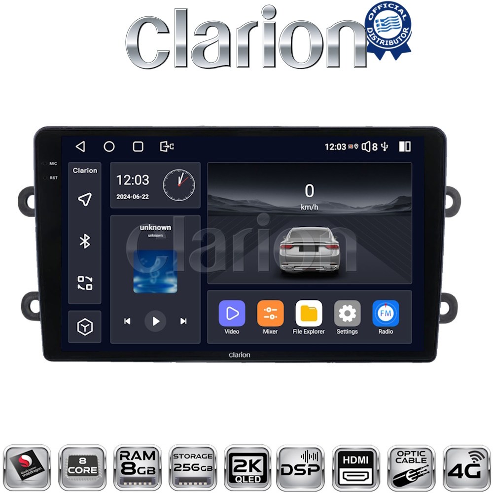 CLARION GL75708 Οθόνη OEM Multimedia Αυτοκινήτου για DACIA DUSTER – LOGAN - SUNDERO 2013 > 2018 (CarPlay/AndroidAuto/BT/GPS/WIFI/GPRS)