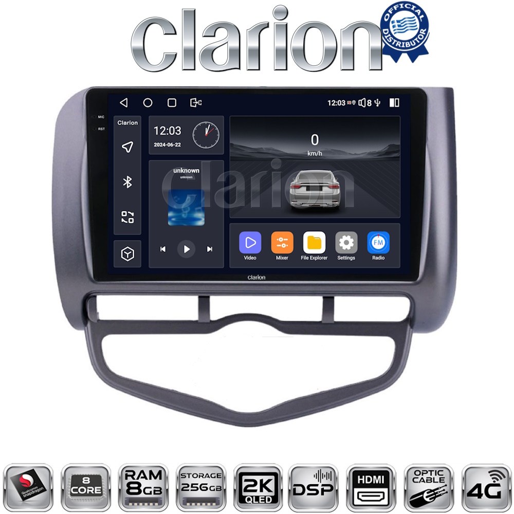 CLARION GL75731 Οθόνη OEM Multimedia Αυτοκινήτου για Honda Jazz 2003 - 2008 (CarPlay/AndroidAuto/BT/GPS/WIFI/GPRS)