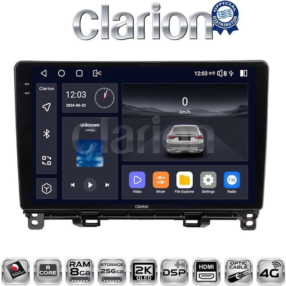 CLARION GL75761 Οθόνη OEM Multimedia Αυτοκινήτου για Honda Jazz 2019 (CarPlay/AndroidAuto/BT/GPS/WIFI/GPRS)
