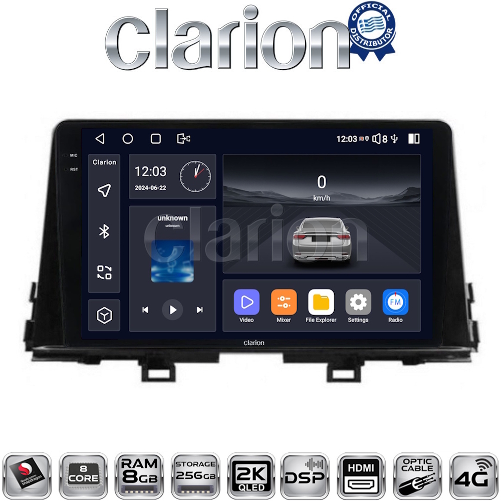 CLARION GL75795 Οθόνη OEM Multimedia Αυτοκινήτου για OEM KIA PICCANTO 2017> (CarPlay/AndroidAuto/BT/GPS/WIFI/GPRS)