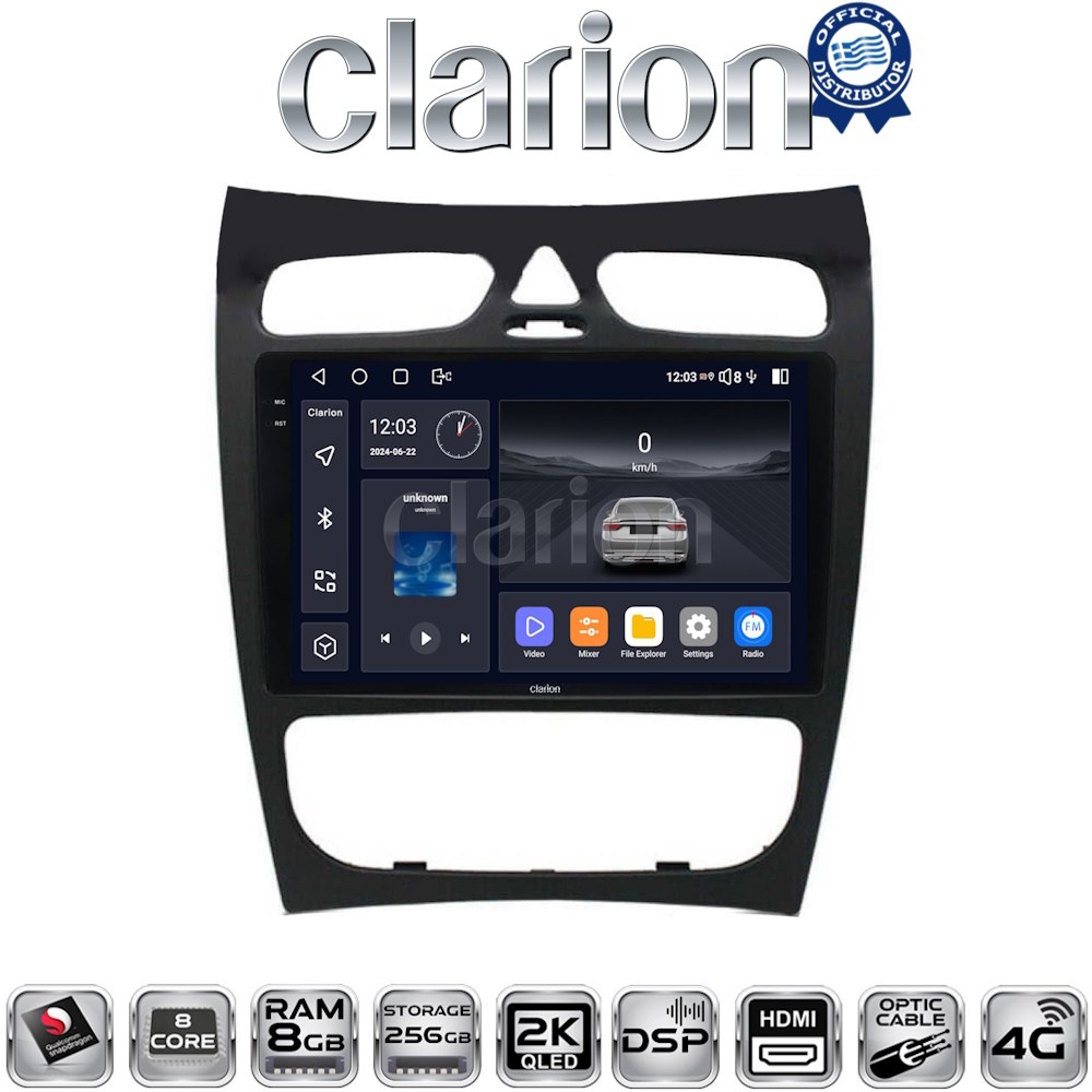 CLARION GL75812 Οθόνη OEM Multimedia Αυτοκινήτου για Mercedes CLK (W209) 2000 > 2004 (CarPlay/AndroidAuto/BT/GPS/WIFI/GPRS)