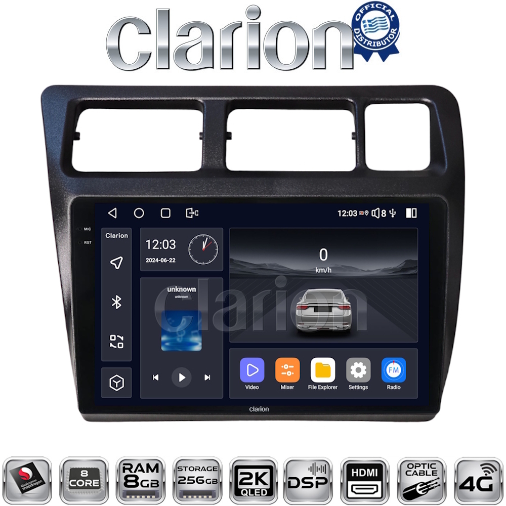 CLARION GL75910 Οθόνη OEM Multimedia Αυτοκινήτου για Toyota Corolla 1992 > 1997 (CarPlay/AndroidAuto/BT/GPS/WIFI/GPRS)