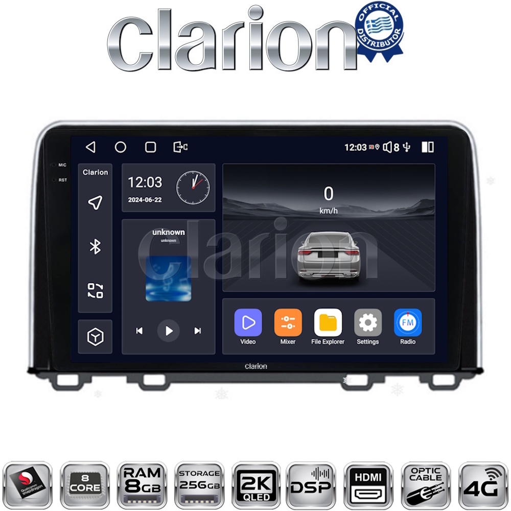 CLARION GL75912 Οθόνη OEM Multimedia Αυτοκινήτου για HONDA CRV 2017> (CarPlay/AndroidAuto/BT/GPS/WIFI/GPRS)