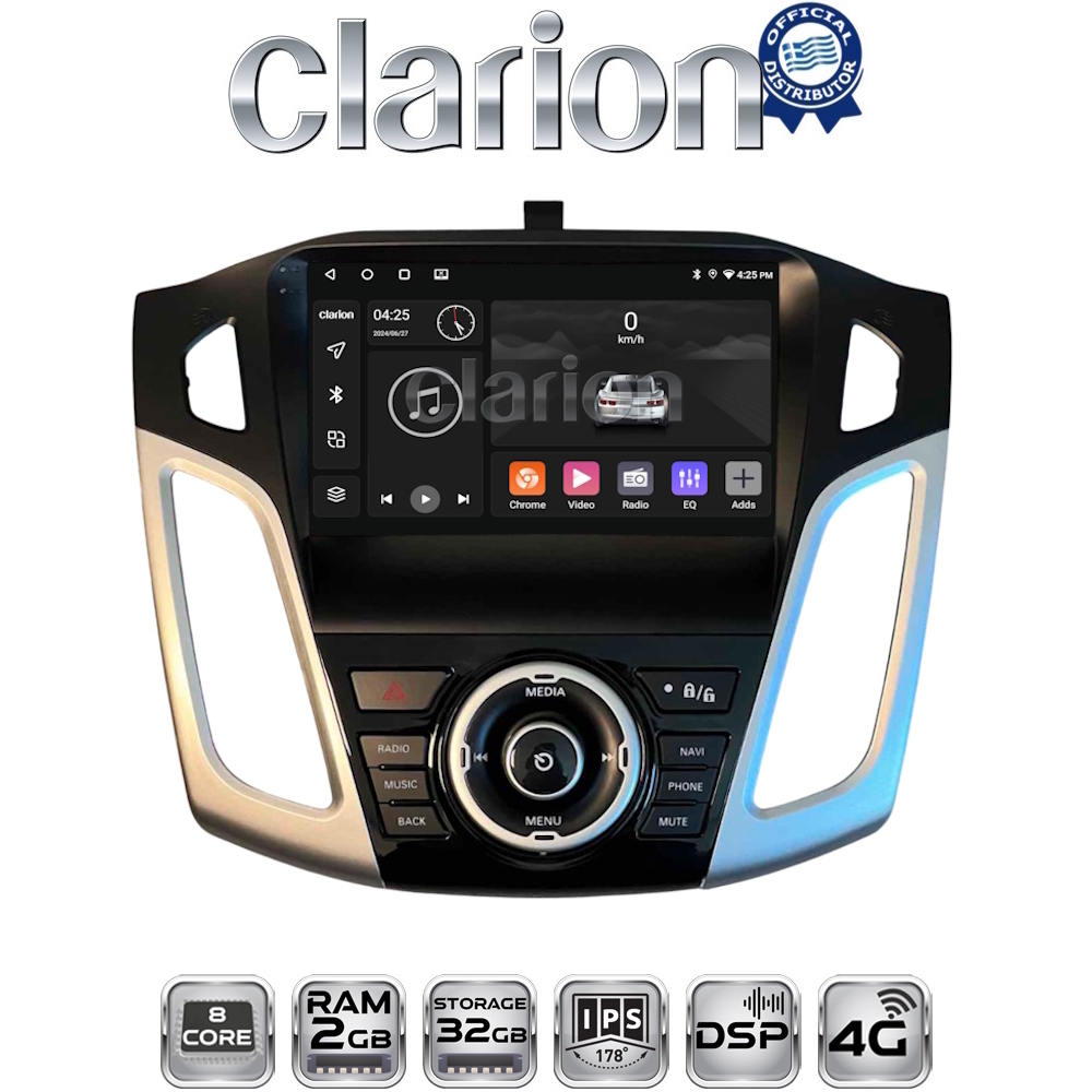 CLARION GLK71150 Οθόνη OEM Multimedia Αυτοκινήτου για Ford Focus 2011 > 2018 (CarPlay/AndroidAuto/BT/GPS/WIFI/GPRS)
