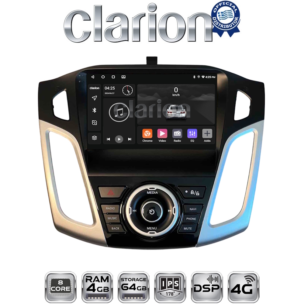 CLARION GLK72150 Οθόνη OEM Multimedia Αυτοκινήτου για Ford Focus 2011 > 2018 (CarPlay/AndroidAuto/BT/GPS/WIFI/GPRS)