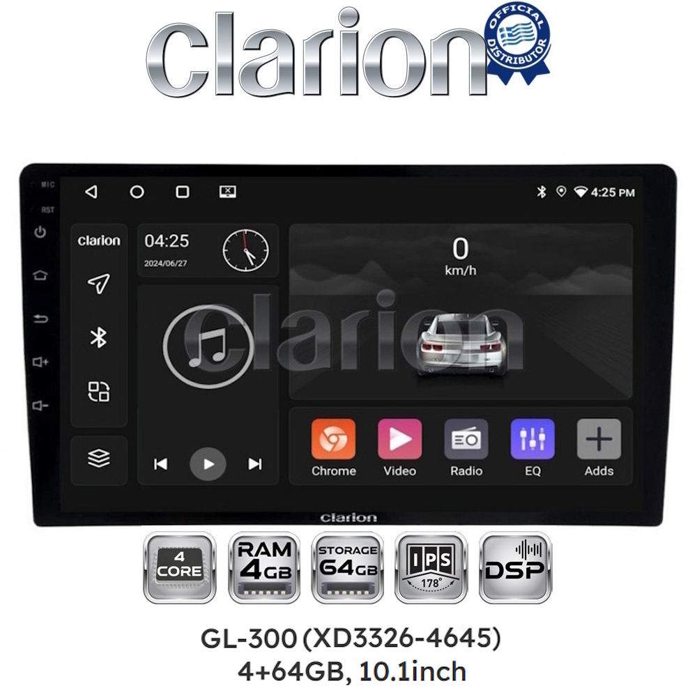 GL-300 (XD3326-4645) 4+64GB, 10.1 inch Οθόνη universal Tablet style Multimedia Αυτοκινήτου (CarPlay/AndroidAuto/BT/GPS/WIFI/GPRS)