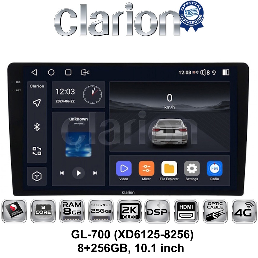 GL-700 (XD6125-8256) 8+256GB, 10.1 inch Οθόνη universal Tablet style Multimedia Αυτοκινήτου (CarPlay/AndroidAuto/BT/GPS/WIFI/GPRS)