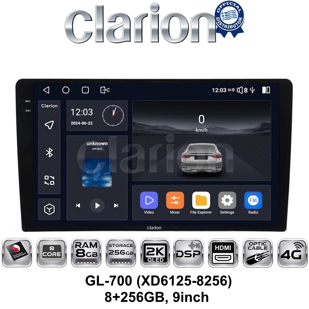 GL-700 (XD6125-8256) 8+256GB, 9inch Οθόνη universal Tablet style Multimedia Αυτοκινήτου (CarPlay/AndroidAuto/BT/GPS/WIFI/GPRS)
