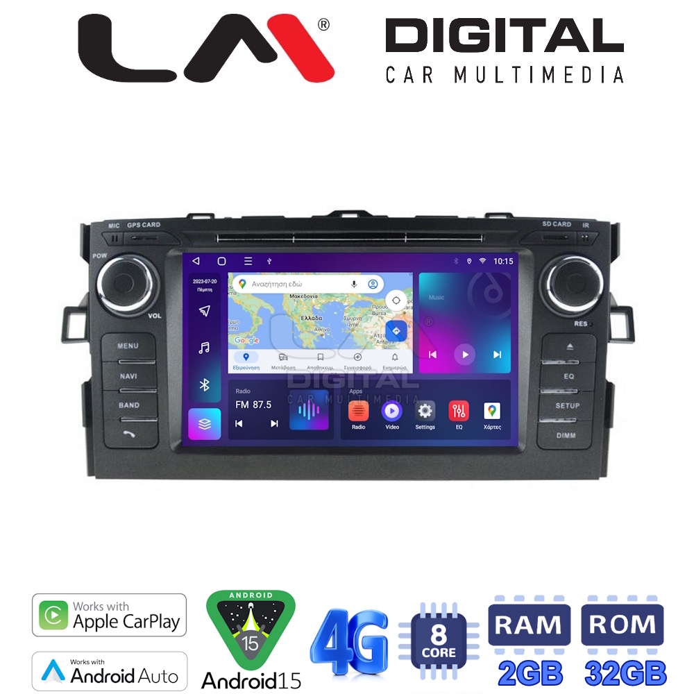 LM Digital - LM E8028 GPS Οθόνη OEM Multimedia Αυτοκινήτου για TOYOTA AURIS 2007 > 2012 (CarPlay/AndroidAuto/BT/GPS/WIFI/GPRS)