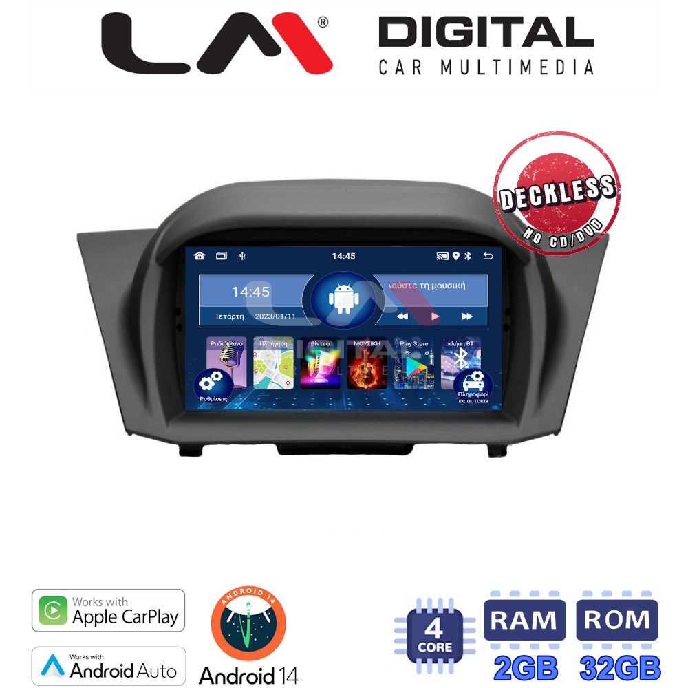 LM Digital - LM N4152B GPS Οθόνη OEM Multimedia Αυτοκινήτου για FORD FIESTA 2008>2009 για εργοστασιακή οθόνη με ΜΠΛΕ φωτισμό (CarPlay/AndroidAuto/BT/GPS/WIFI/GPRS)