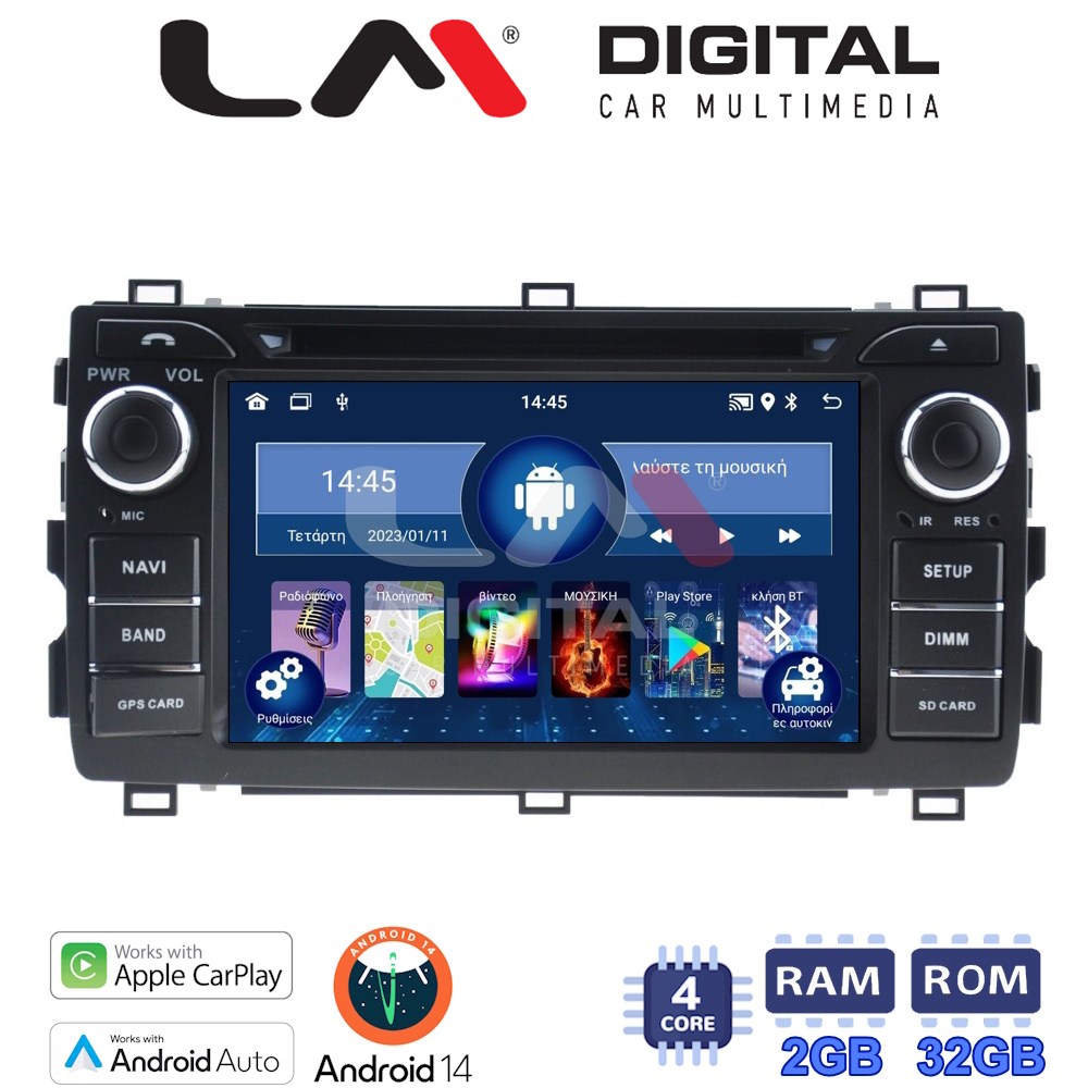 LM Digital - LM N4308 GPS Οθόνη OEM Multimedia Αυτοκινήτου για Toyota AURIS 2013-2014 (CarPlay/AndroidAuto/BT/GPS/WIFI)