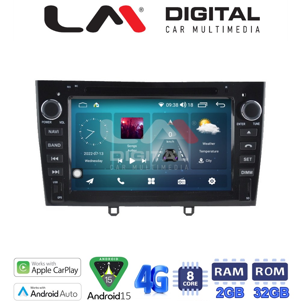 LM Digital - LM R8083 GPS Οθόνη OEM Multimedia Αυτοκινήτου για PEUGEOT 308 07 >12, RCZ 09 > 15 (CarPlay/AndroidAuto/BT/GPS/WIFI/GPRS)