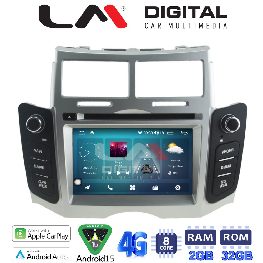 LM Digital - LM R8084 GPS Οθόνη OEM Multimedia Αυτοκινήτου για ΤΟΥΟΤΑ YARIS 2006 > 2011 (CarPlay/AndroidAuto/BT/GPS/WIFI/GPRS)