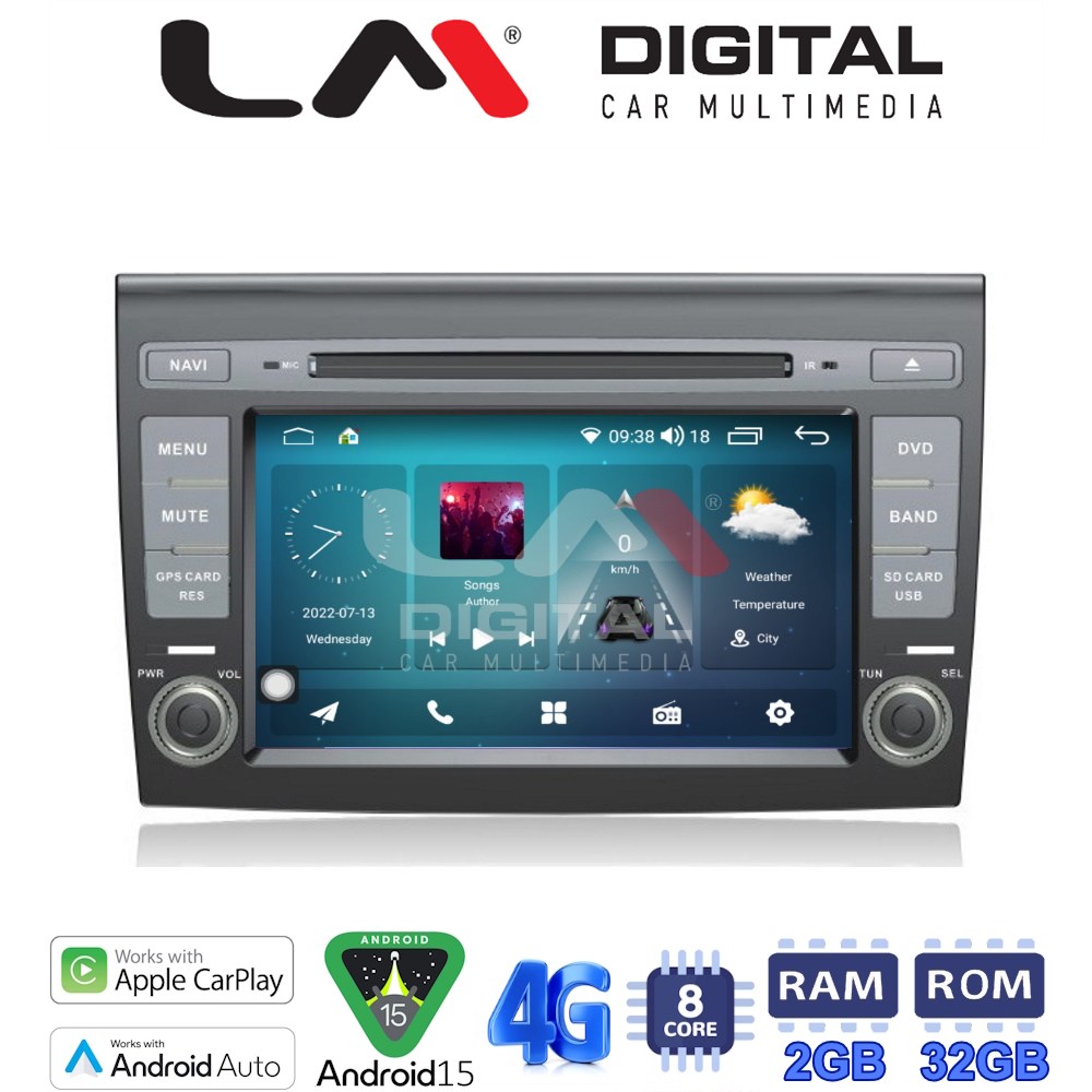 LM Digital - LM R8250 GPS Οθόνη OEM Multimedia Αυτοκινήτου για FIAT Bravo 2008-2011 (CarPlay/AndroidAuto/BT/GPS/WIFI/GPRS)