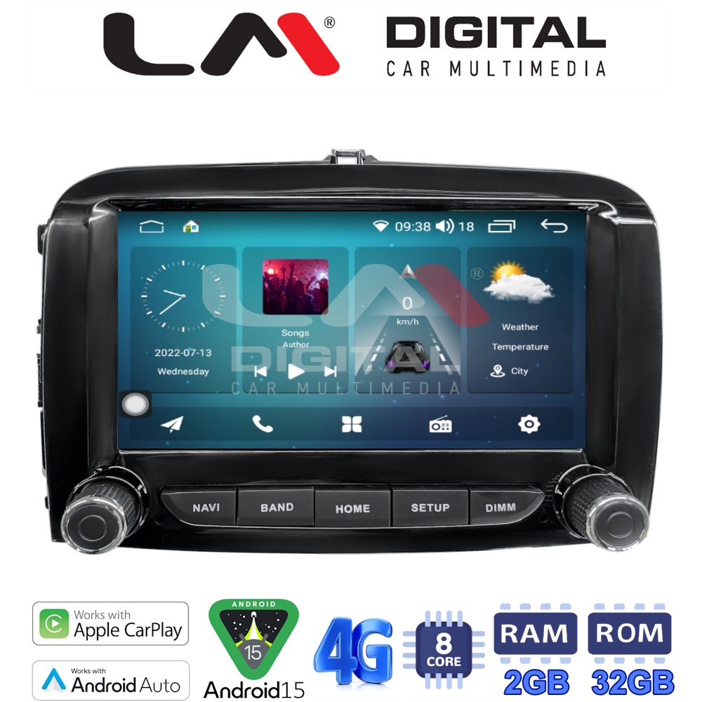 LM Digital - LM R8500 GPS Οθόνη OEM Multimedia Αυτοκινήτου για Fiat 500X 2014 > 2018 (CarPlay/AndroidAuto/BT/GPS/WIFI/GPRS)