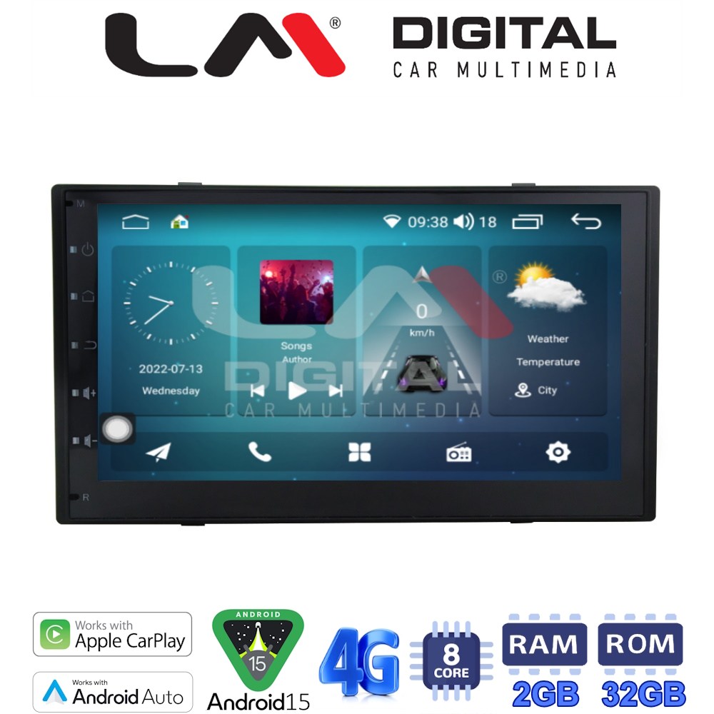 LM Digital - LM R8900 GPS Οθόνη OEM Multimedia Αυτοκινήτου για Universal 2DIN (CarPlay/AndroidAuto/BT/GPS/WIFI/GPRS)
