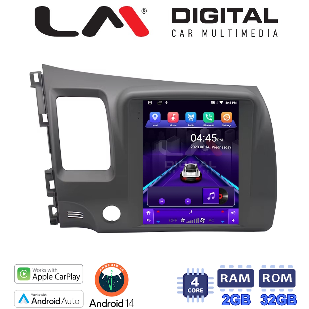 LM Digital - LM TN4644 GPS Οθόνη OEM Multimedia τυπου Tesla 9,7inch Honda Civic 4πορτο 2006 > 2012 (CarPlay/AndroidAuto/BT/GPS/WIFI/GPRS)
