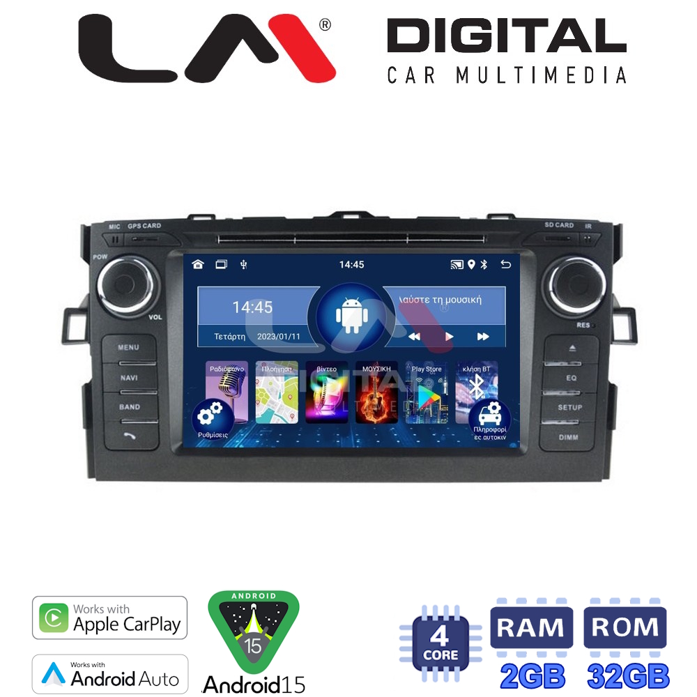 LM Digital - LM V4028 GPS Οθόνη OEM Multimedia Αυτοκινήτου για TOYOTA AURIS 2007 > 2012 (CarPlay/AndroidAuto/BT/GPS/WIFI/GPRS)
