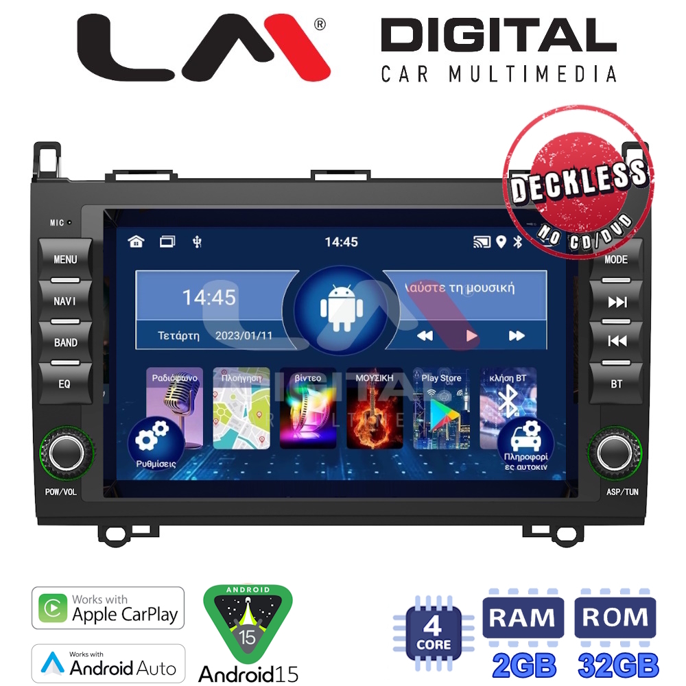 LM Digital - LM V4068 GPS Οθόνη OEM Multimedia Αυτοκινήτου για MERCEDESA (W169) 2004>2012B (W245) 2005>2012SPRINTER-VITO-VIANO 2004>2019 (CarPlay/AndroidAuto/BT/GPS/WIFI/GPRS)