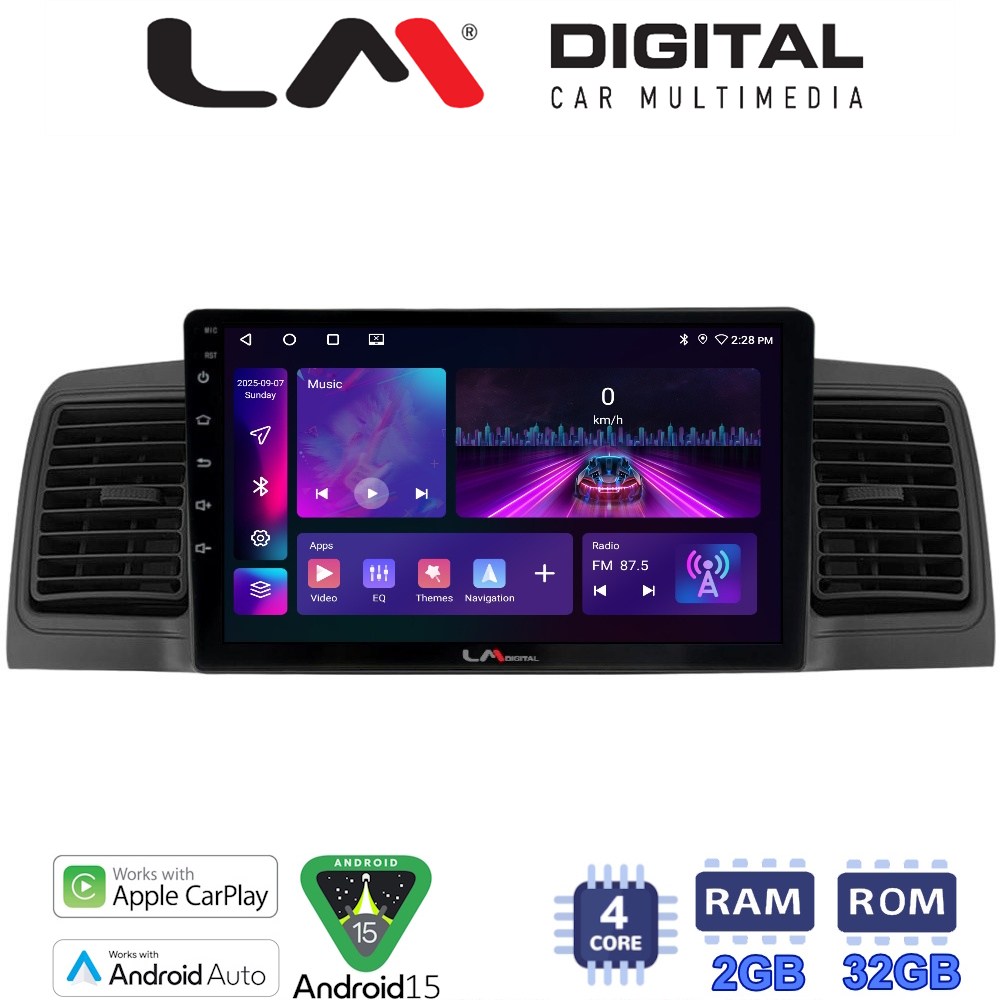 LM Digital - LM ZA4010B GPS Οθόνη OEM Multimedia Αυτοκινήτου για Toyota Corolla 2000-2007 (CarPlay/AndroidAuto/BT/GPS/WIFI/GPRS)