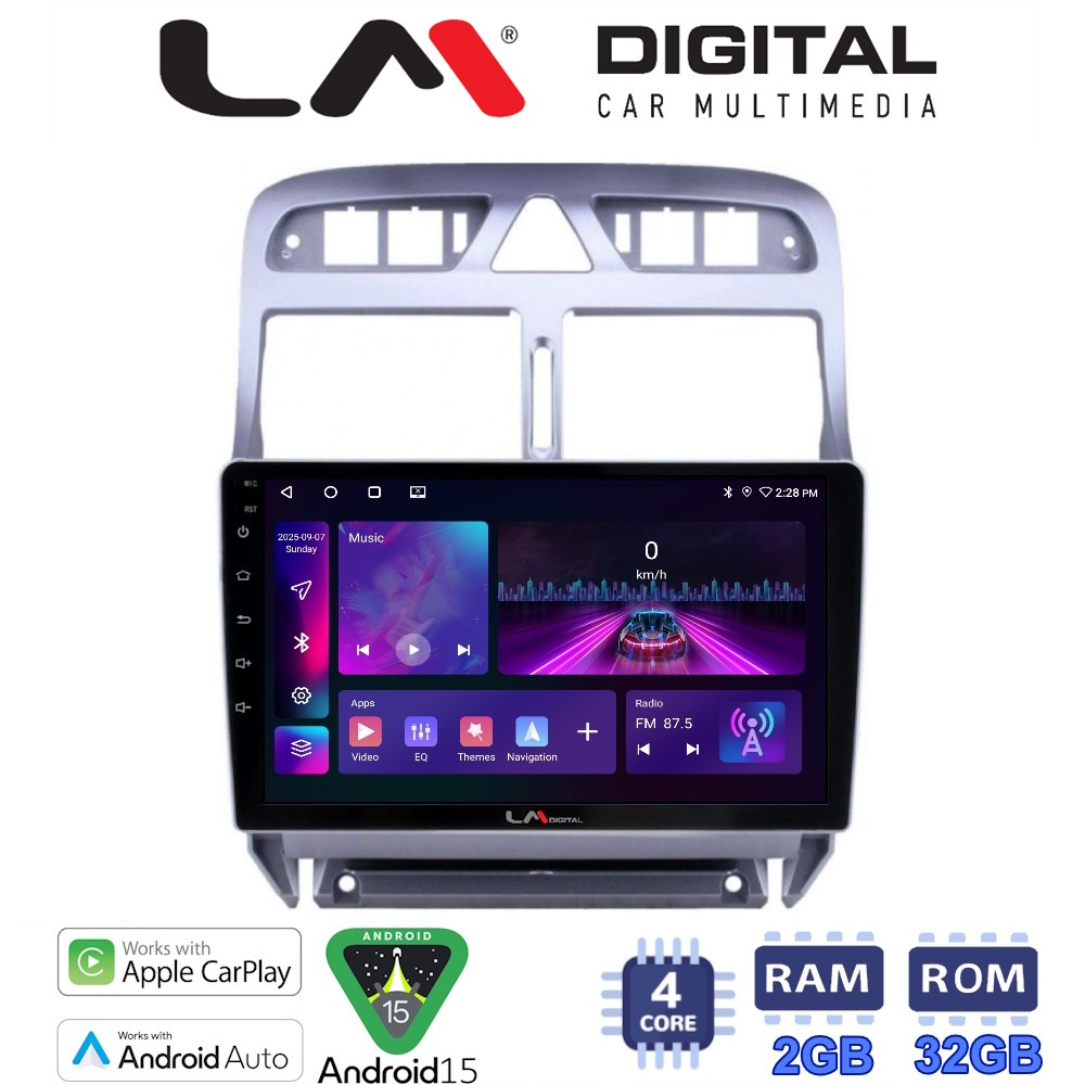 LM Digital - LM ZA4017 GPS Οθόνη OEM Multimedia Αυτοκινήτου για PEUGEOT 307 2001 > 2008  (CarPlay/AndroidAuto/BT/GPS/WIFI/GPRS)