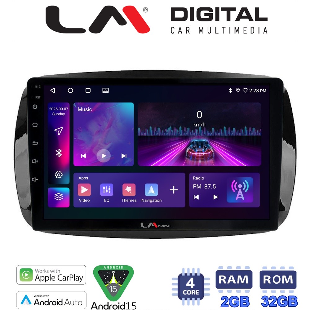 LM Digital - LM ZA4029 GPS Οθόνη OEM Multimedia Αυτοκινήτου για SMART ForTwo  2015> (CarPlay/AndroidAuto/BT/GPS/WIFI/GPRS)