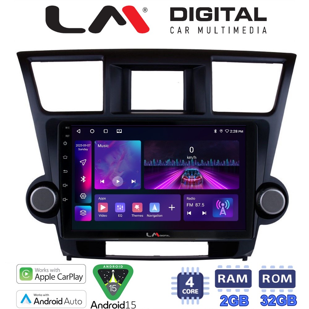 LM Digital - LM ZA4089 GPS Οθόνη OEM Multimedia Αυτοκινήτου για Toyota Highlander 2008 > 2015 (CarPlay/AndroidAuto/BT/GPS/WIFI/GPRS)