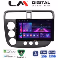 LM Digital - LM ZA4373 GPS Οθόνη OEM Multimedia Αυτοκινήτου για HONDA CIVIC 4πορτο 2001 > 2006 (CarPlay/AndroidAuto/BT/GPS/WIFI/GPRS)