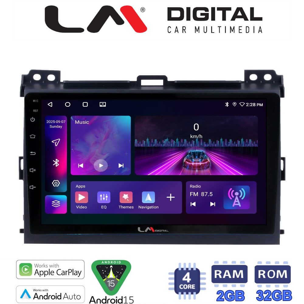 LM Digital - LM ZA4384 GPS Οθόνη OEM Multimedia Αυτοκινήτου για TOYOTA LANDCRUISER J100 2003>2009   (CarPlay/AndroidAuto/BT/GPS/WIFI/GPRS)