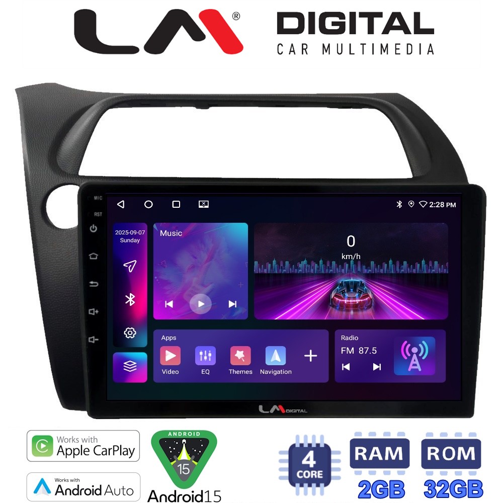 LM Digital - LM ZA4744 GPS Οθόνη OEM Multimedia Αυτοκινήτου για HONDA CIVIC 3/5D 2006-2012 (CarPlay/AndroidAuto/BT/GPS/WIFI/GPRS)