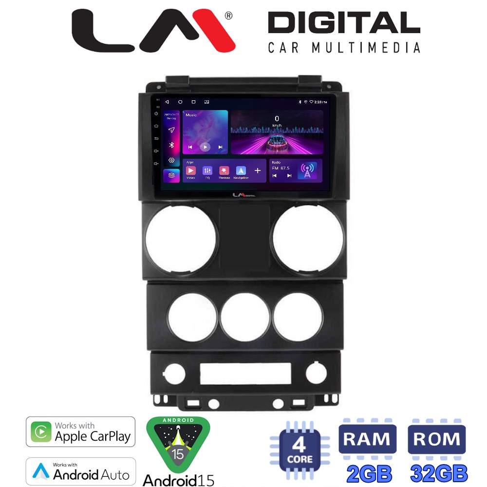 LM Digital - LM ZA4748C GPS Οθόνη OEM Multimedia Αυτοκινήτου για Jeep Wrangler 2007 > 2011 (CarPlay/AndroidAuto/BT/GPS/WIFI/GPRS)