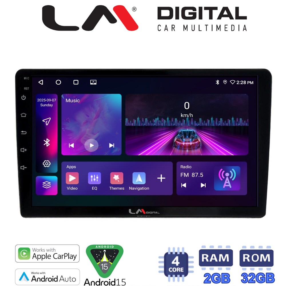 LM Digital - LM ZA4910 GPS Universal συσκευή τύπου Tablet με 4Core 2GB/32GB (CarPlay/AndroidAuto/BT/GPS/WIFI)