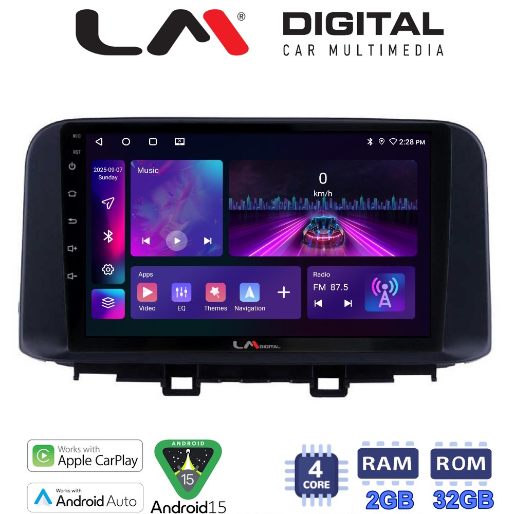 LM Digital - LM ZA4961 GPS Οθόνη OEM Multimedia Αυτοκινήτου για HYUNDAI KONA  mod.2017> (CarPlay/AndroidAuto/BT/GPS/WIFI/GPRS)