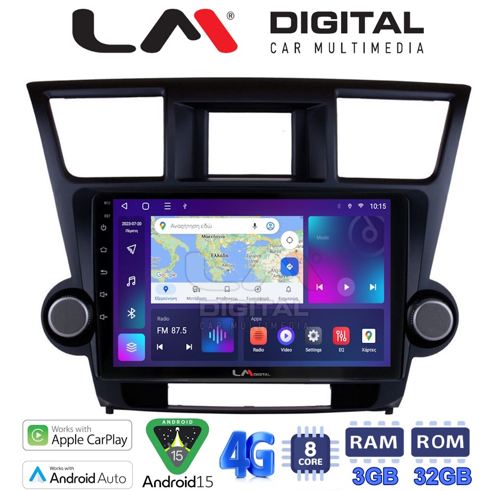 LM Digital - LM ZE8089 GPS Οθόνη OEM Multimedia Αυτοκινήτου για Toyota Highlander 2008 > 2015 (CarPlay/AndroidAuto/BT/GPS/WIFI/GPRS)