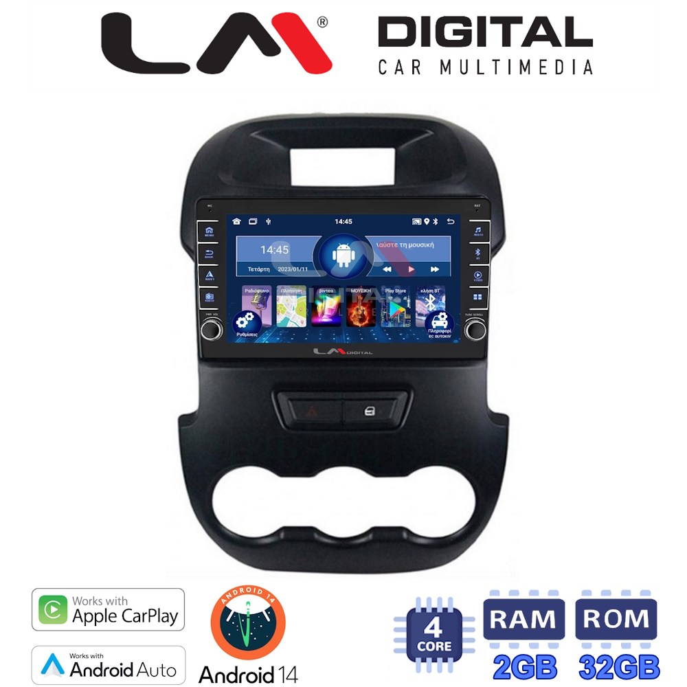 LM Digital - LM ZG4245 GPS Οθόνη OEM Multimedia Αυτοκινήτου για FORD RANGER 2011> 2015 (CarPlay/AndroidAuto/BT/GPS/WIFI/GPRS)
