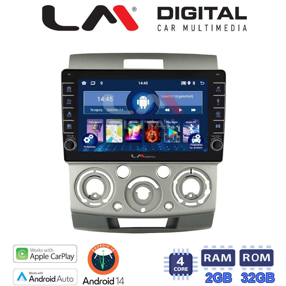 LM Digital - LM ZG4360 GPS Οθόνη OEM Multimedia Αυτοκινήτου για MAZDA BT 50  & FORD RANGER 2006>2011 (CarPlay/AndroidAuto/BT/GPS/WIFI/GPRS)