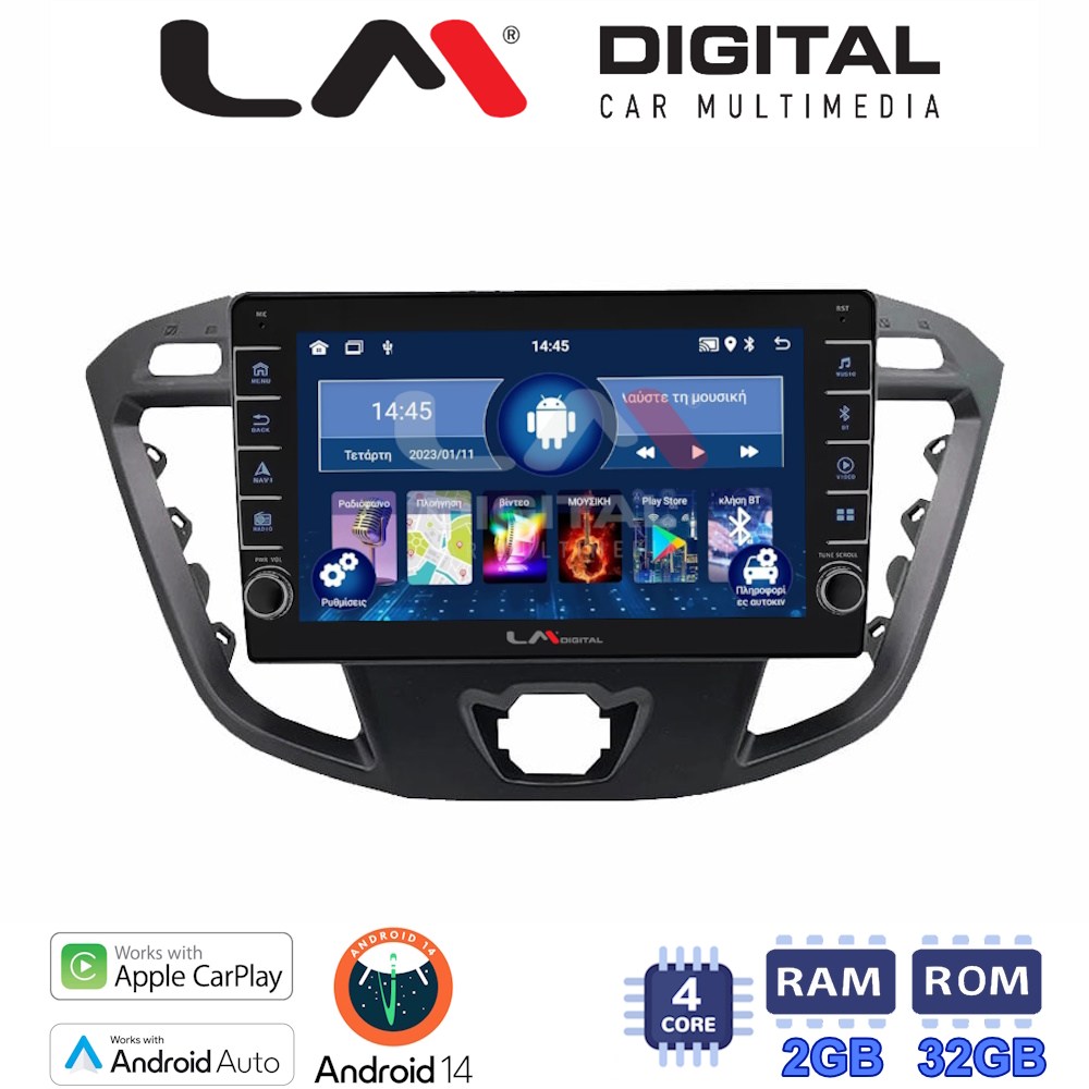 LM Digital - LM ZG4366 GPS Οθόνη OEM Multimedia Αυτοκινήτου για TRANSIT CUSTOM - TOURNEO CUSTOM 2013> (CarPlay/AndroidAuto/BT/GPS/WIFI/GPRS)