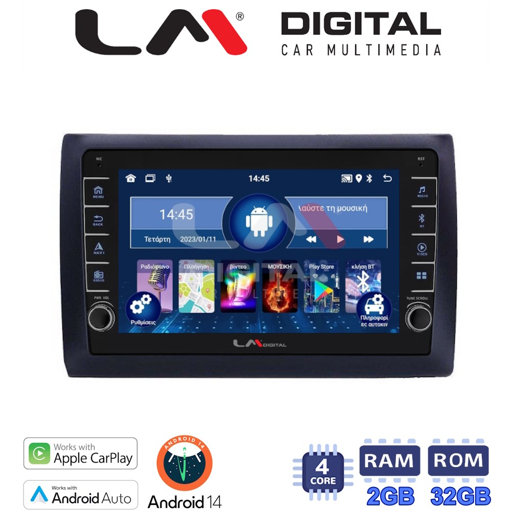 LM Digital - LM ZG4466 GPS Οθόνη OEM Multimedia Αυτοκινήτου για Fiat Stilo 2001 > 2007 (CarPlay/AndroidAuto/BT/GPS/WIFI/GPRS)