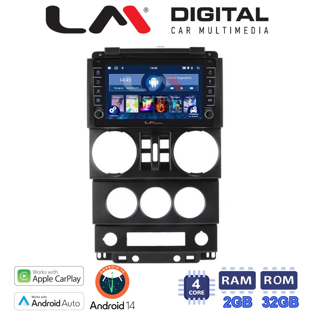LM Digital - LM ZG4748B GPS Οθόνη OEM Multimedia Αυτοκινήτου για JEEP WRANGLER 2007 > 2011 (CarPlay/AndroidAuto/BT/GPS/WIFI/GPRS)