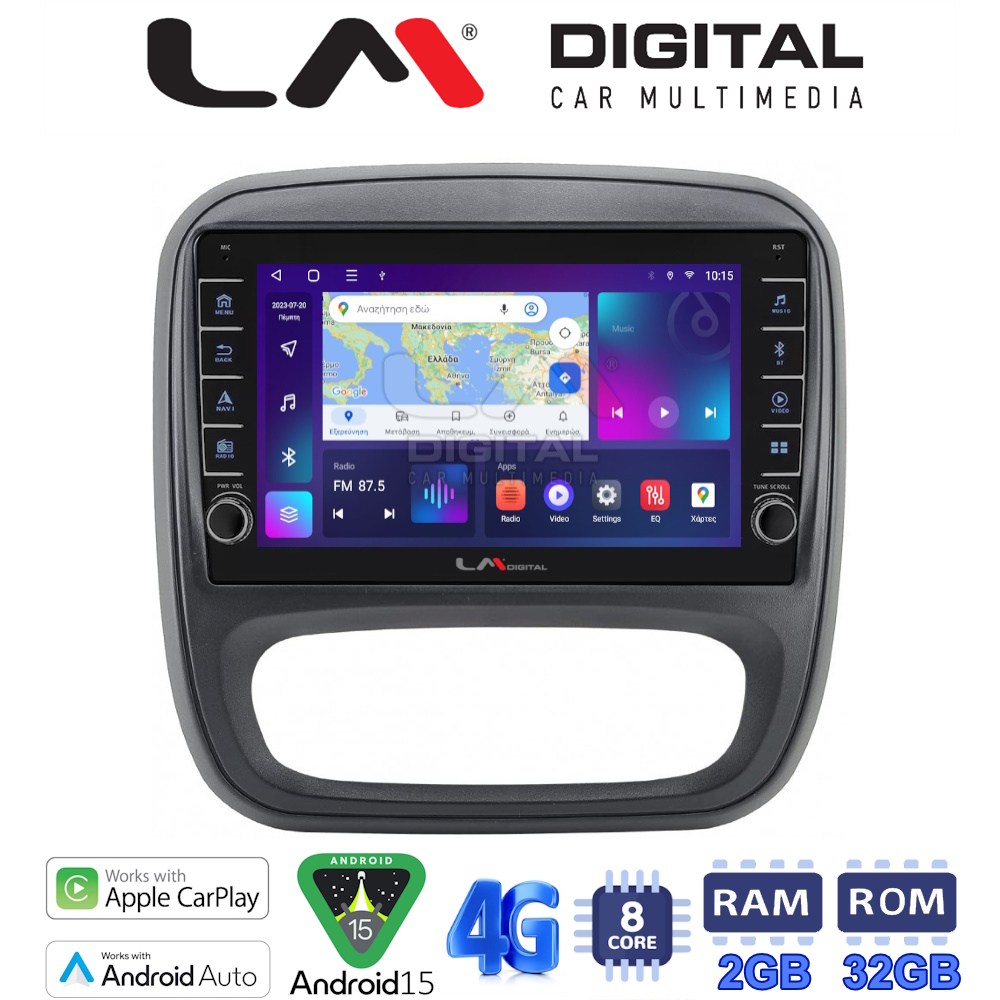 LM Digital - LM ZG8706 GPS Οθόνη OEM Multimedia Αυτοκινήτου για Opel Vivaro 2014 > 2020 Renault Traffic 2014 > 2020 Nissan NV300 2014 > 2020 Fiat Talento 2014 > 2020 (CarPlay/AndroidA